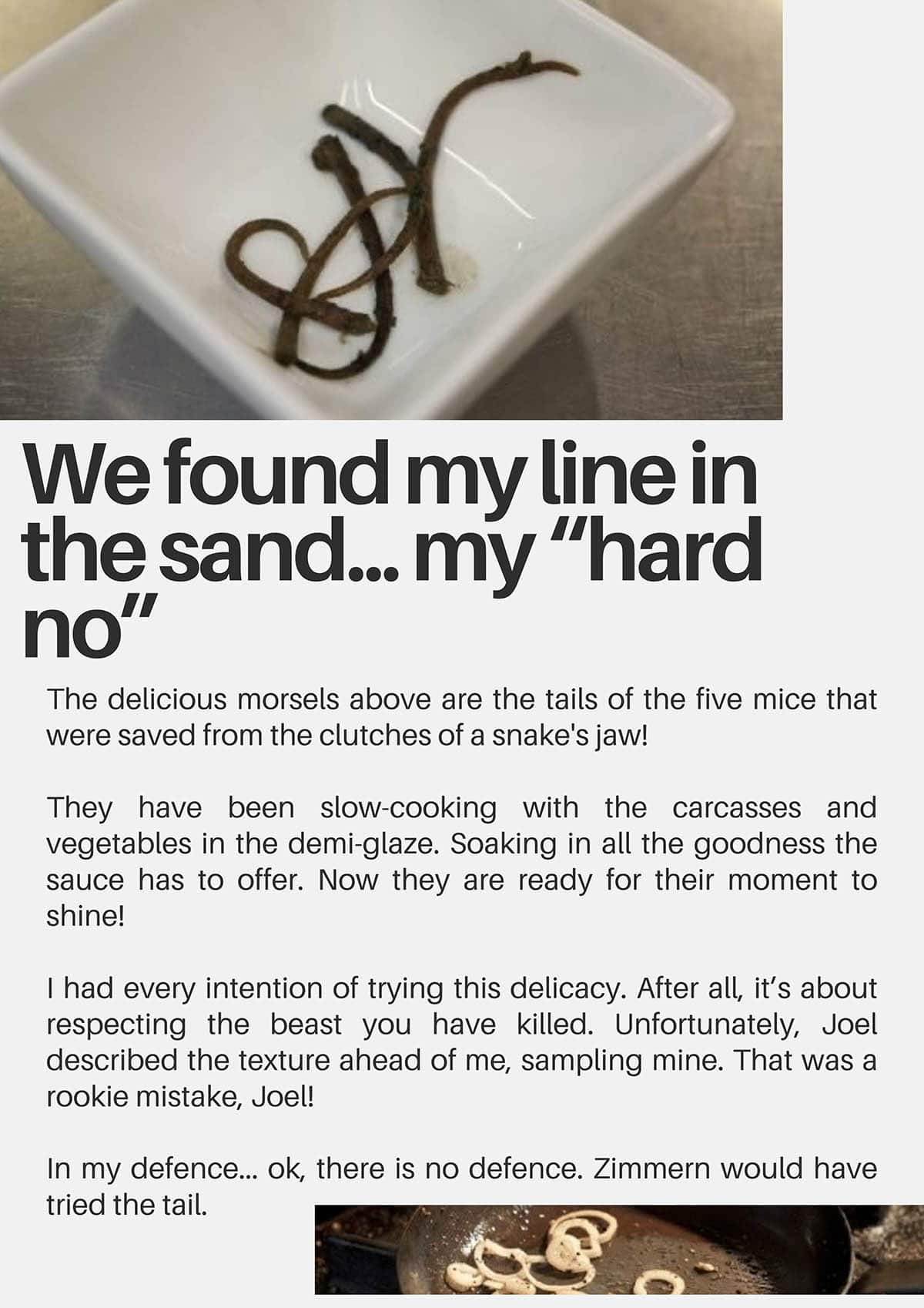 Mice tails on a white serving platter